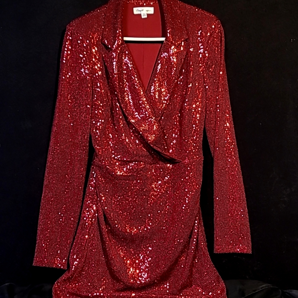 Red Sequins Mini Dress